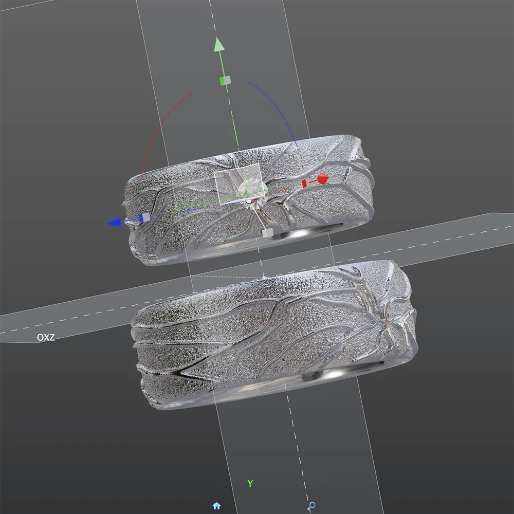 3D design model of RETINA® rings in platinum