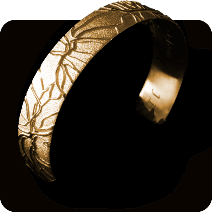 Armreif mit retinamuster gold und brillanten handgefertigt