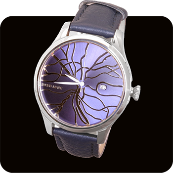 uhr-blaues ziffernblatt retinamuster