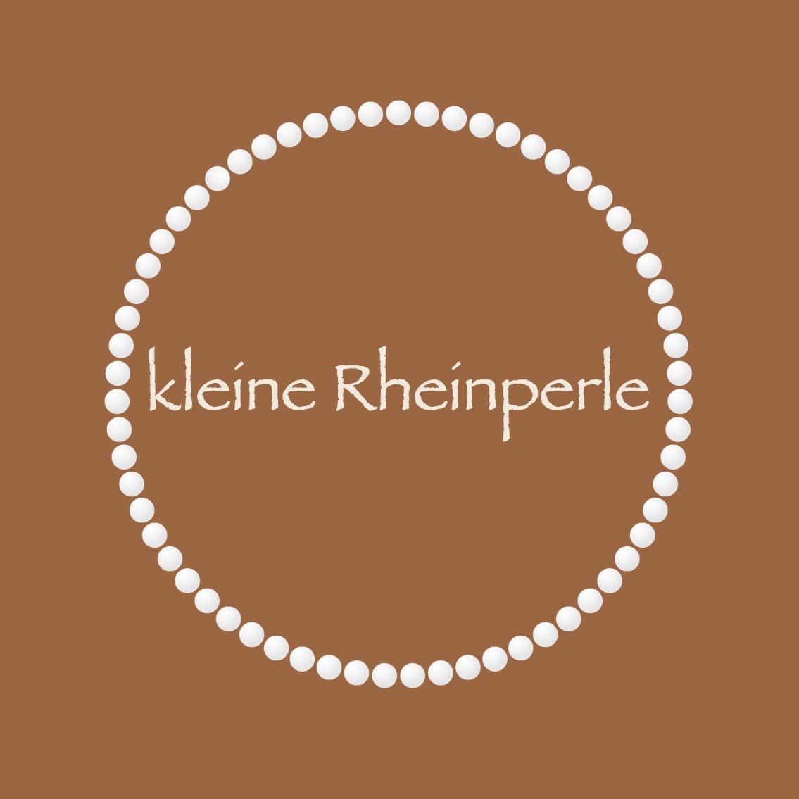 Logo de la kleine Rheinperle : lettrage dans un cercle de perles