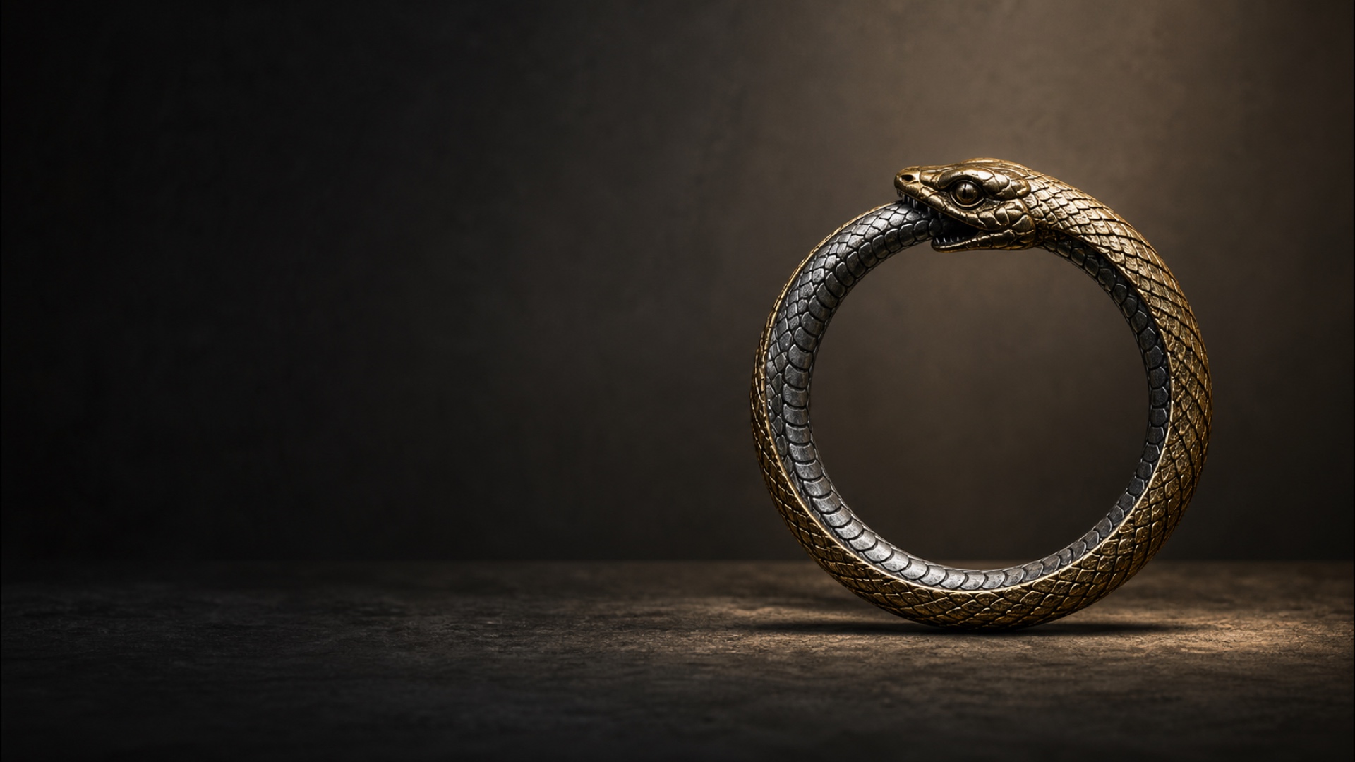 Ouroboros, die sich in den Schwanz beissende Schlange, als Symbol für Ewigkeit und Kreislauf