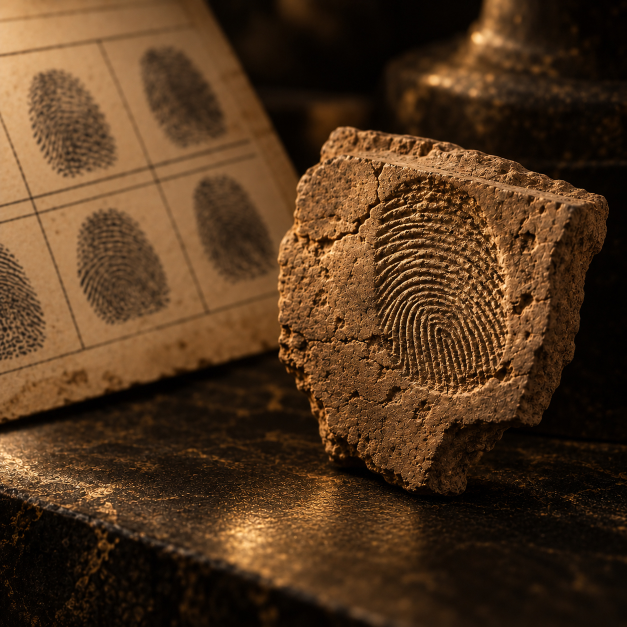 Fingerprint in clay, a sign of origin for millennia