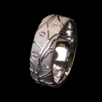 Einzelner-Platin-950-Ring-Cameo-4-diamanten-speziell-Basel-handgefertigt