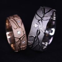 red gold and platinum rings