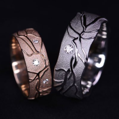 red gold and platinum rings