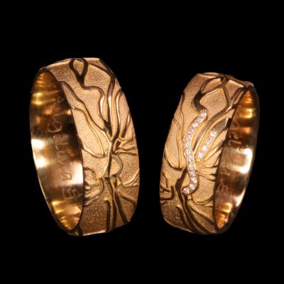 21 karat Gold Ringe mit 2 Brillantadern