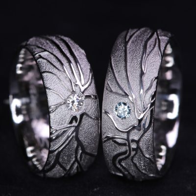 Platin Ringe "Cameo Ordo" mit Retina Signatur handgefertigt Basel