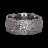 Platin Ring, organische Ränder mit Diamanten