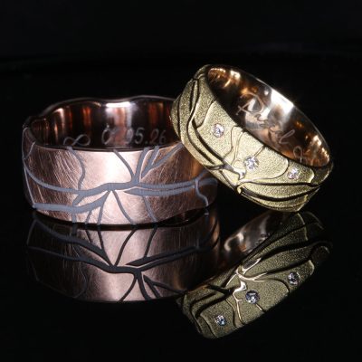 Ringe für Pascal (invertiertes Muster) und Fabienne (klassisch erhabenes Muster)